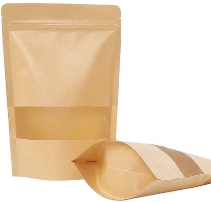 ποιότητας  Custom Single Barrier Stand Up Doypack Food Grocery Pouch Craft Paper Packaging Bag With Window And Zipper Soy Beans Spice Packaging Bags εργοστάσιο