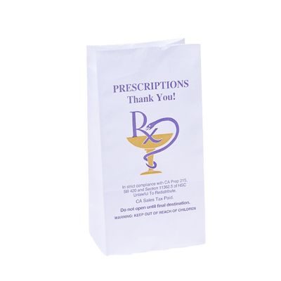 ποιότητας  Food Grade BIODEGRADABLE Customized Logo Printed RX Prescription Medicine Water Resistant Paper Bag For Pharmacy εργοστάσιο